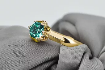 Ring Emerald 14K Yellow gold Vintage craft vrc122y
